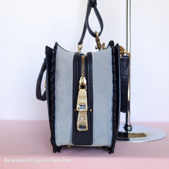 COACH Dreamer 27 Whipstitch Colorblocked Mixed Leather & Suede Satchel-Ink Mult⭐ - Picture 15 of 16